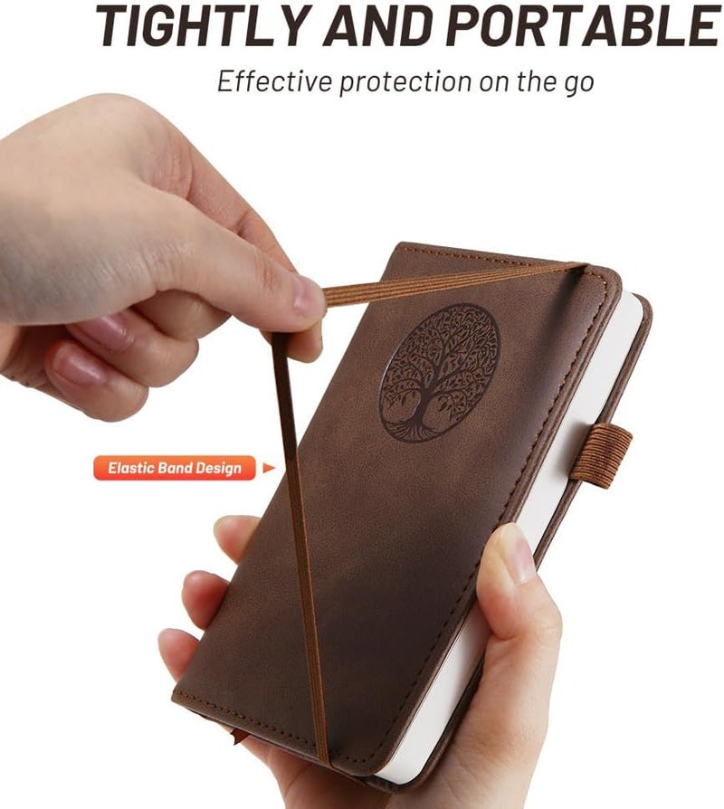 BIYUNRO Small Pocket Notebook, Leather Journal Mini (Wood) - Image 4